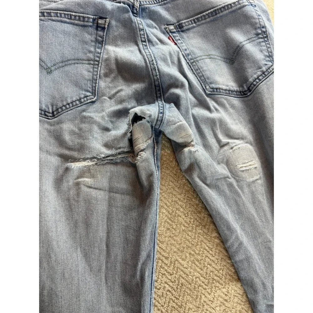 Vintage Levi's 502 Straight Leg Jeans Mens Blue Denim Distressed 36x38 5-Pocket